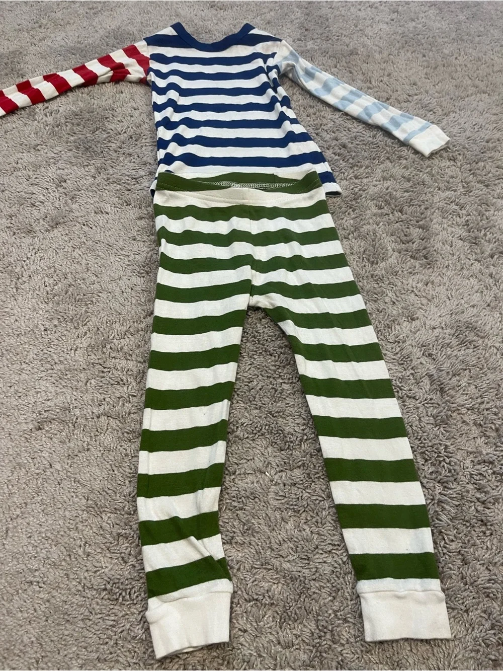 Striped Kids One-Piece Pajama - Blue, Red, Light Blue & Green